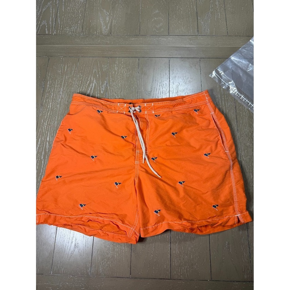 Polo Ralph Lauren Mens Swim Shorts XL Orange Lined Embroidered Flags